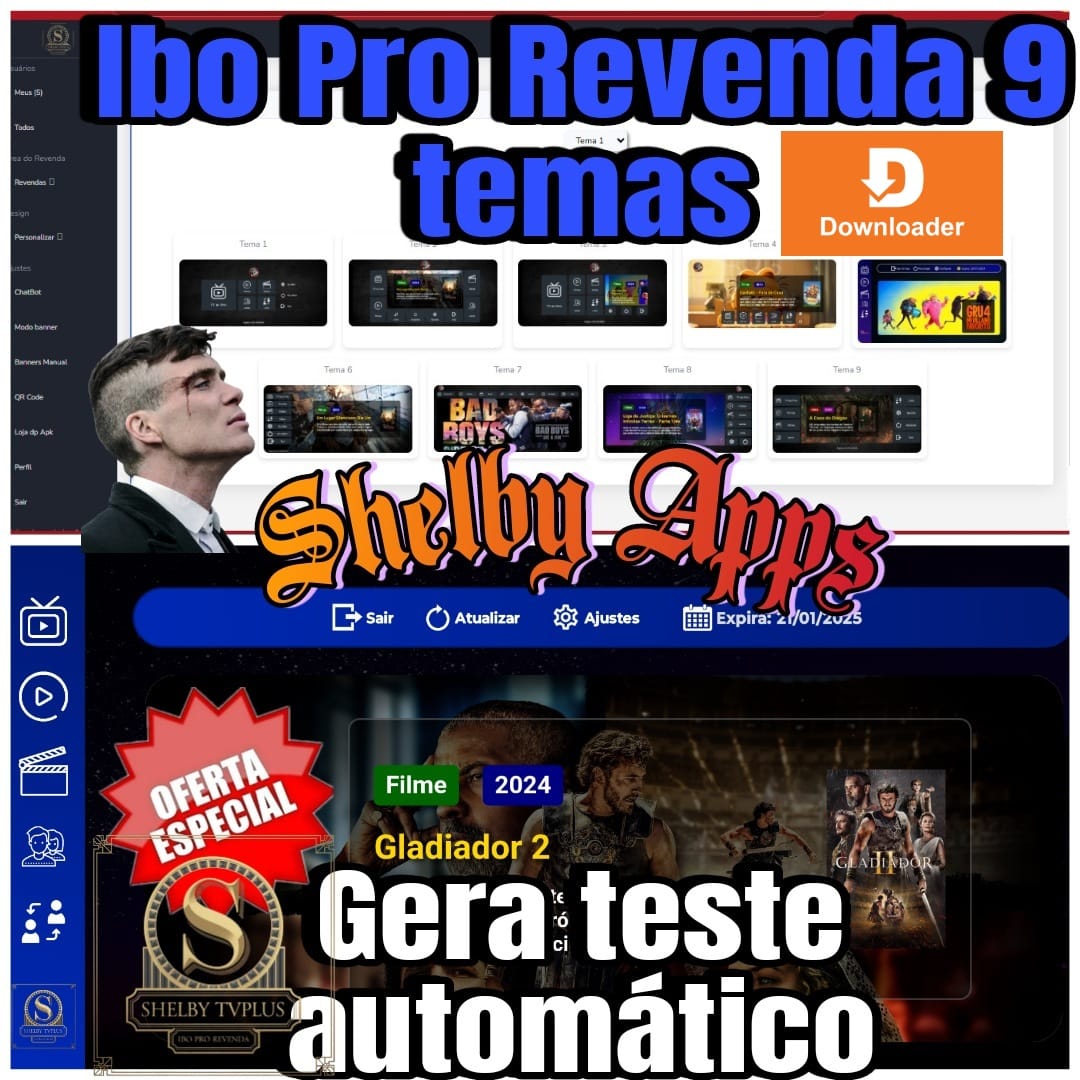 IBO PRO REVENDA 9 TEMAS PINEL ADM DE GERENCIAMENTO ONLINE DO APP ONDE VC PODE CONFIGURAR SEU APP